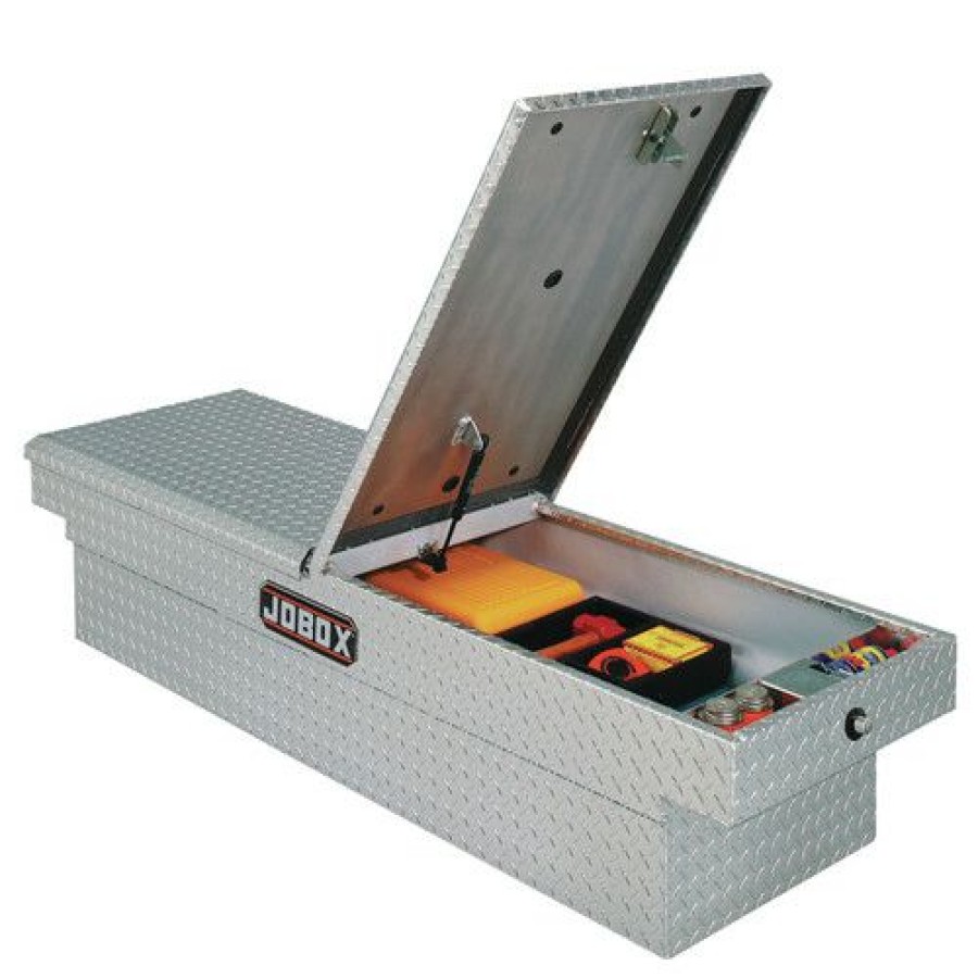 Truck Boxes * | Good Quality Jobox Pac1596000 Aluminum Mid-Lid Dual Lid Full-Size Crossover Truck Box (Bright)