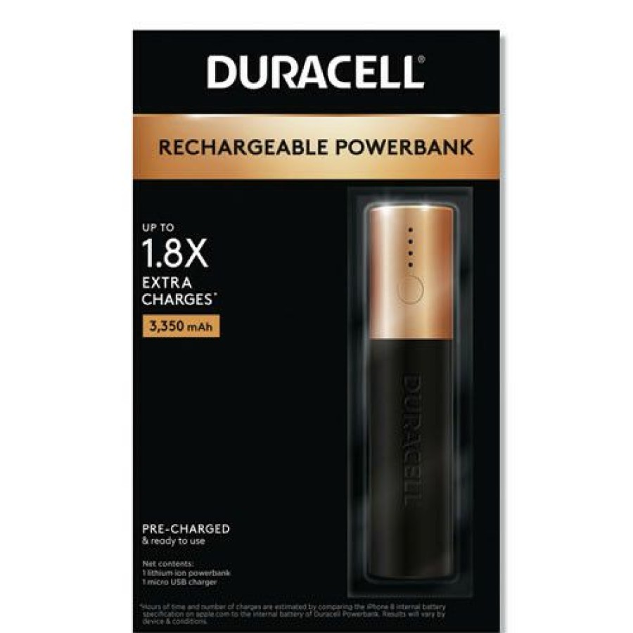 Automotive * | Cut Price Duracell Dmlionpb1 Compact Lithium-Ion Rechargeable 1 Day 3350 Mah Cordless Powerbank