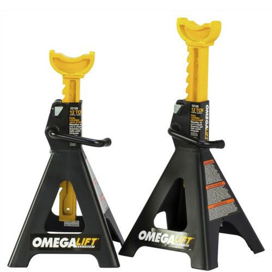 Automotive * | Best Sellers Omega 32128 2-Piece 12 Ton Capacity Double Locking Ratchet Style Jack Stand Set