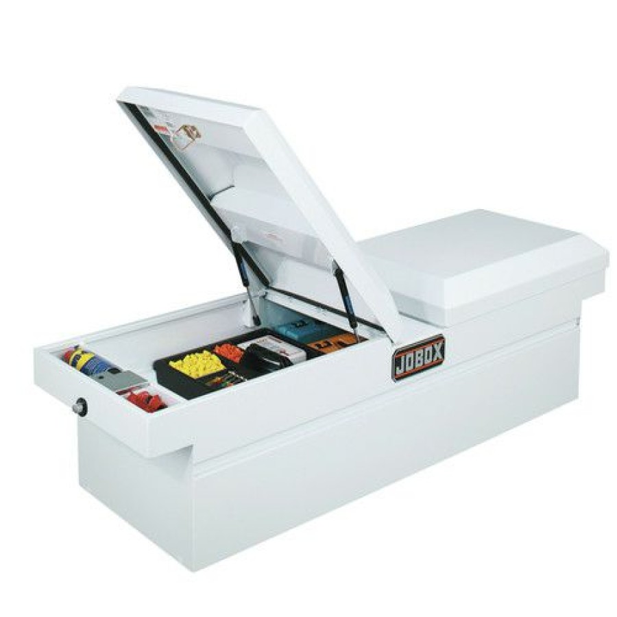 Truck Boxes * | Cut Price Jobox Jsc1464980 Steel Gull Wing Lid Deep Full-Size Crossover Truck Box (White)